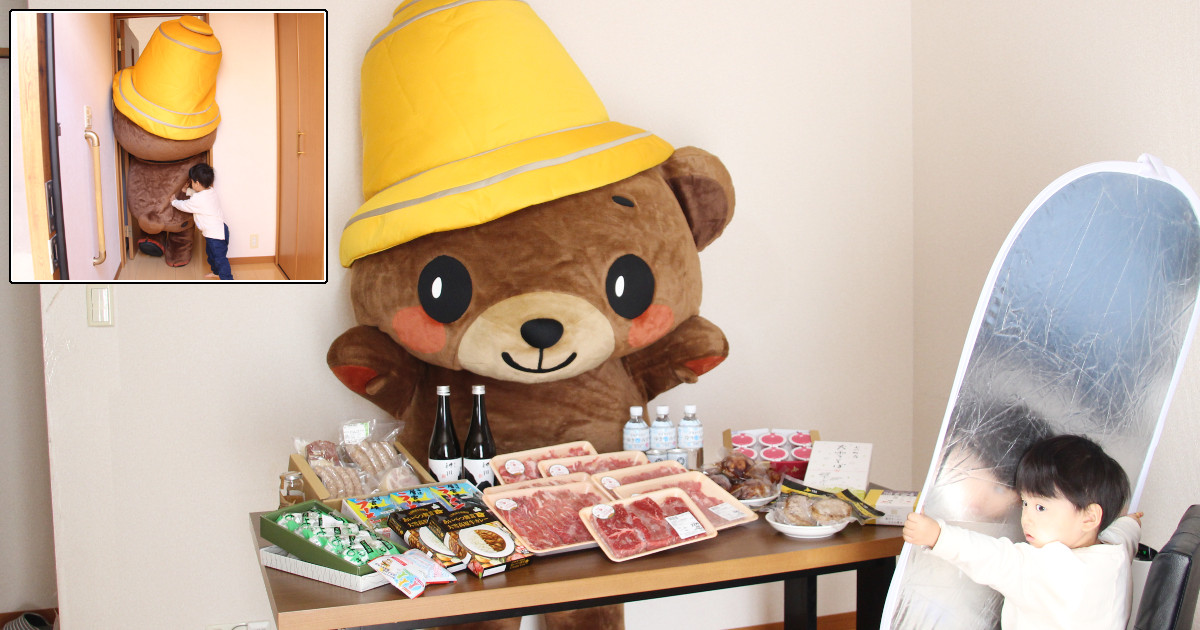 北海道のゆるキャラがお土産をくれたので、一家総出でふるさと納税返礼品の魅力を伝える
